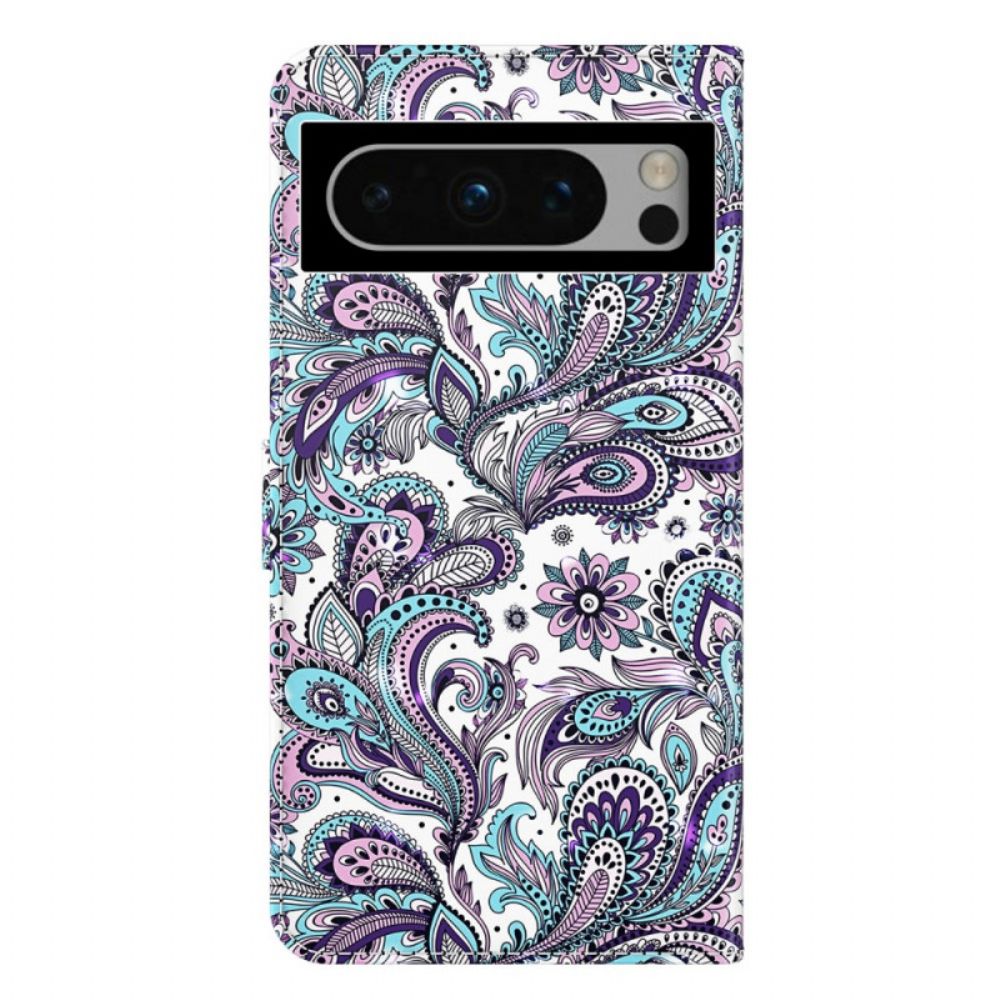 Lederhüllen Google Pixel 8 Handyhülle Paisley-muster Mit Riemen