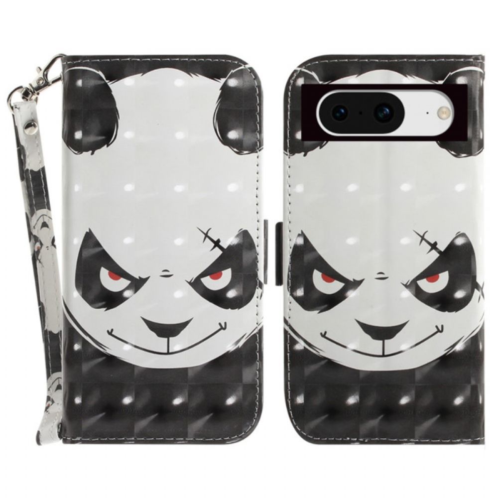 Lederhüllen Google Pixel 8 Wütender Panda Mit Riemen