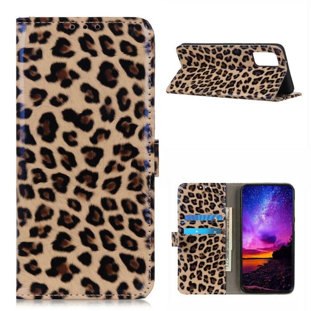 Flip Case Für Samsung Galaxy A02s Einzelner Leopard