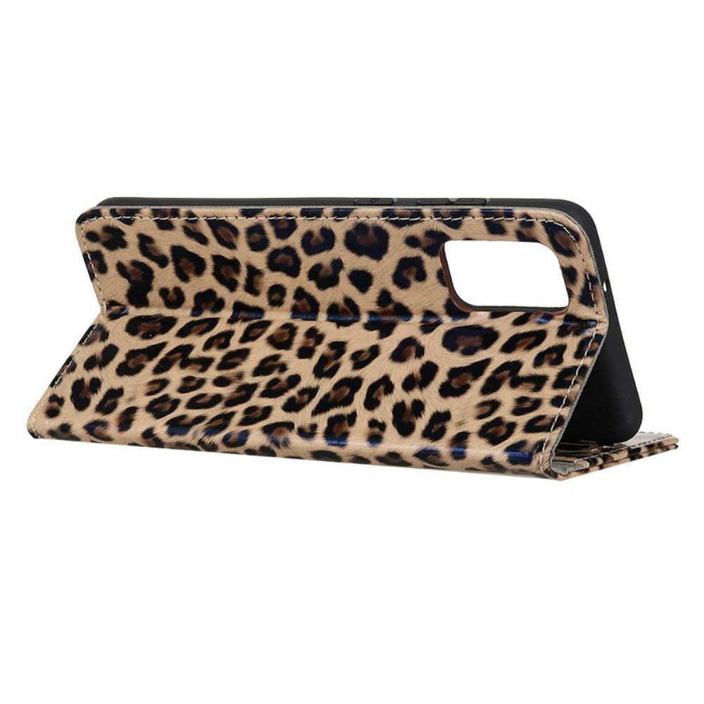 Flip Case Für Samsung Galaxy A02s Einzelner Leopard