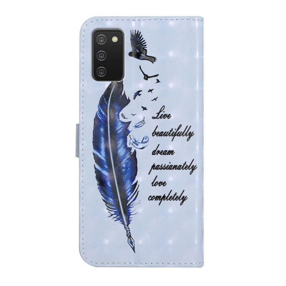 Flip Case Für Samsung Galaxy A02s Feder Bevor Du Fliegst