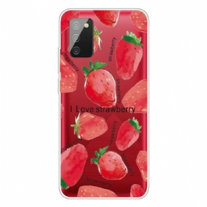 Hülle Für Samsung Galaxy A02s Erdbeeren / Ich Liebe Erdbeeren