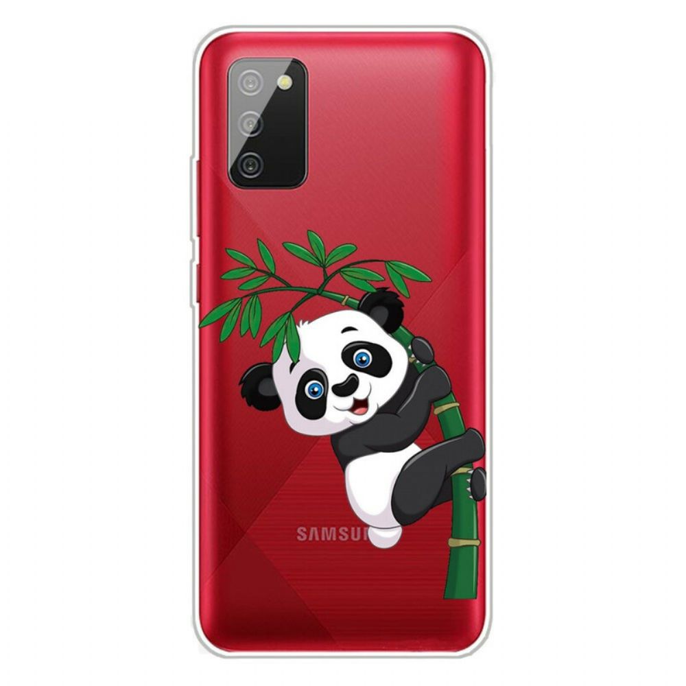 Hülle Für Samsung Galaxy A02s Nahtloser Panda Auf Bambus