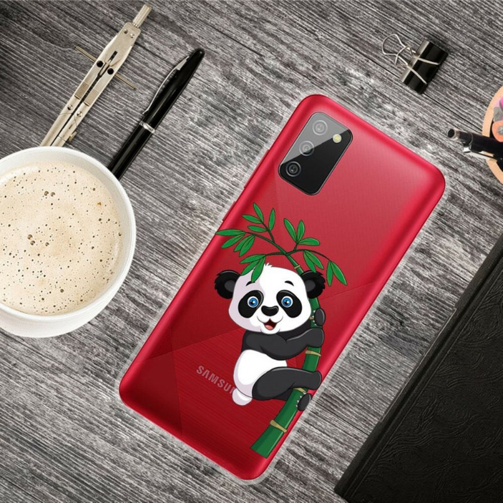 Hülle Für Samsung Galaxy A02s Nahtloser Panda Auf Bambus