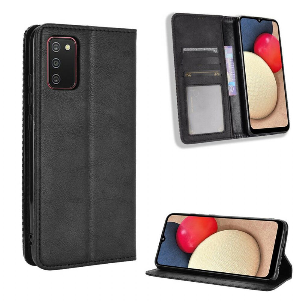 Schutzhülle Für Samsung Galaxy A02s Flip Case Stilisierter Vintage-ledereffekt