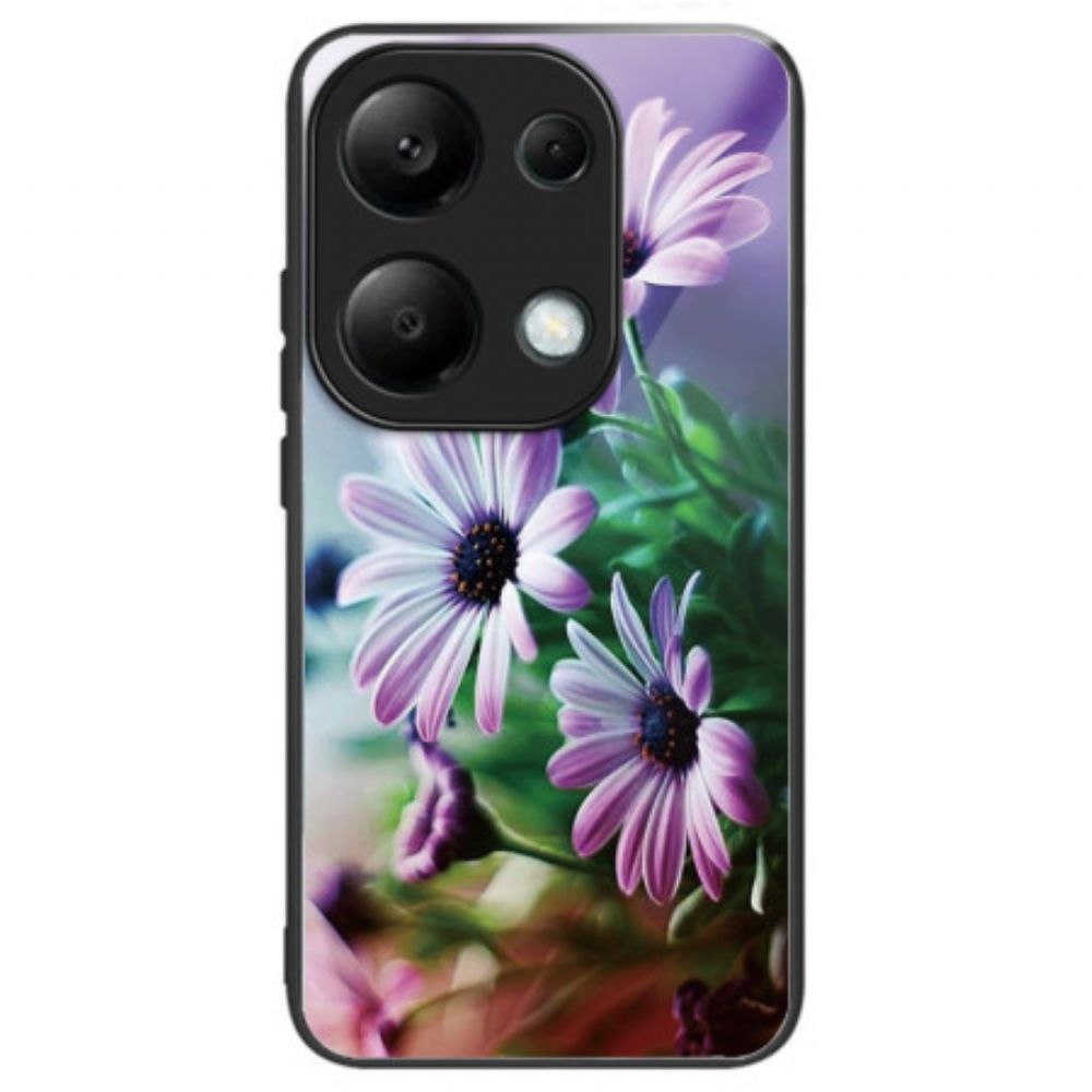 Hülle Xiaomi Redmi Note 13 Pro 4g Handyhülle Lila Chrysanthemen-hartglas