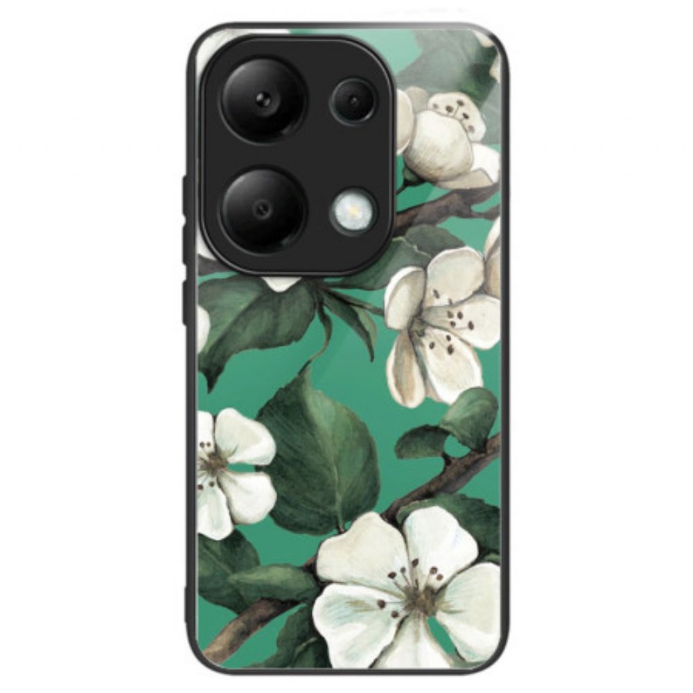 Hülle Xiaomi Redmi Note 13 Pro 4g Handyhülle Weiße Blumen Aus Gehärtetem Glas