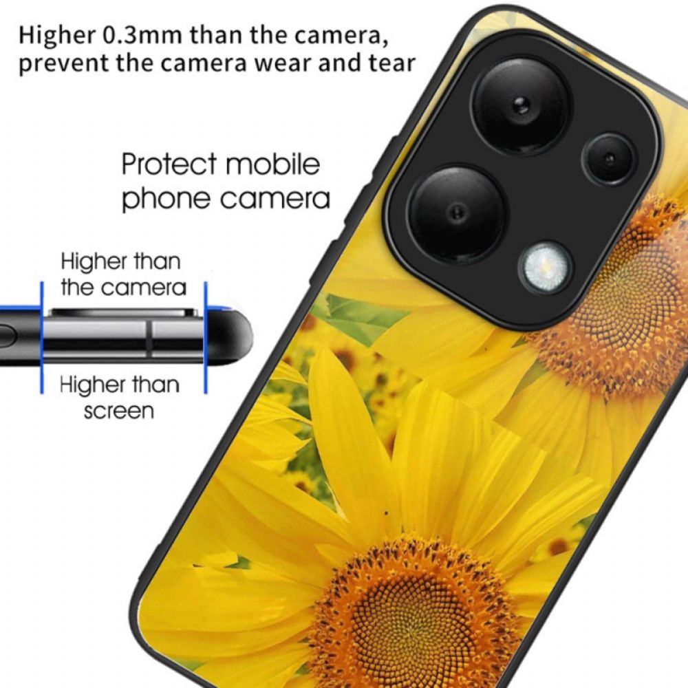 Hülle Xiaomi Redmi Note 13 Pro 4g Sonnenblumen Aus Gehärtetem Glas