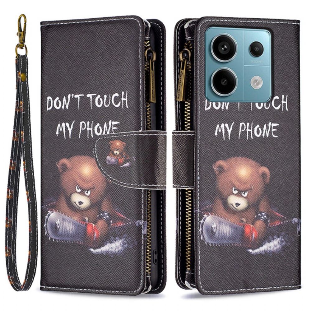 Lederhüllen Für Xiaomi Redmi Note 13 Pro 4g Dangerous Bear Geldbörse Mit Riemen