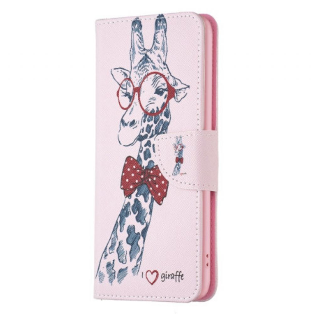 Lederhüllen Für Xiaomi Redmi Note 13 Pro 4g Intellektuelle Giraffe