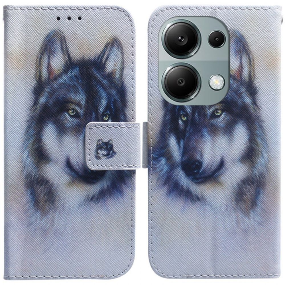 Lederhüllen Xiaomi Redmi Note 13 Pro 4g Aquarell Wolf