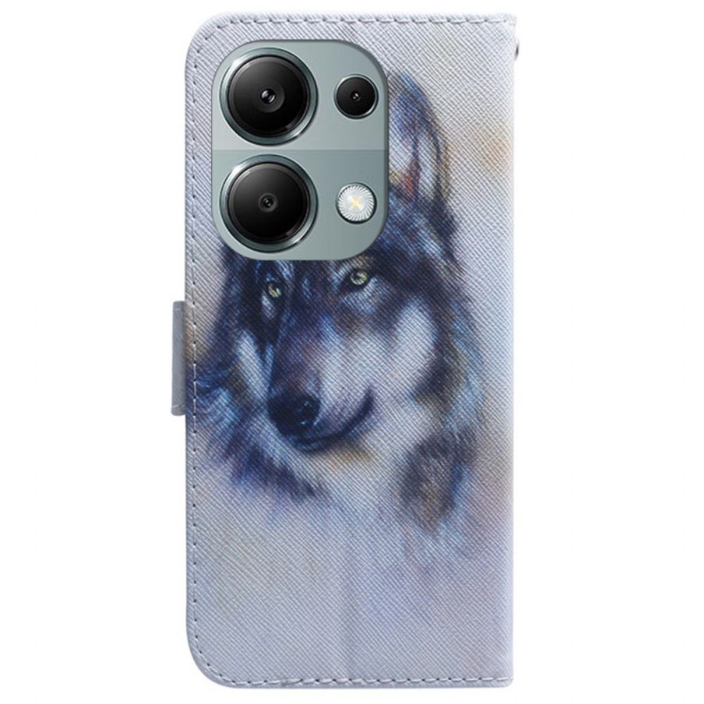 Lederhüllen Xiaomi Redmi Note 13 Pro 4g Aquarell Wolf