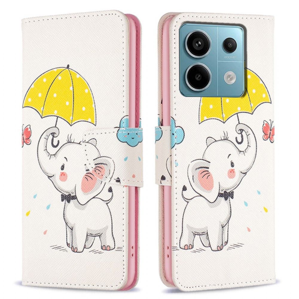 Lederhüllen Xiaomi Redmi Note 13 Pro 4g Regenschirm Und Elefant