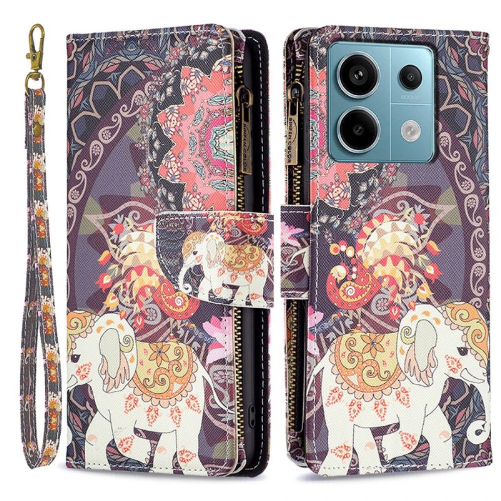 Lederhüllen Xiaomi Redmi Note 13 Pro 4g Tribal Elefanten-geldbörse Mit Riemen