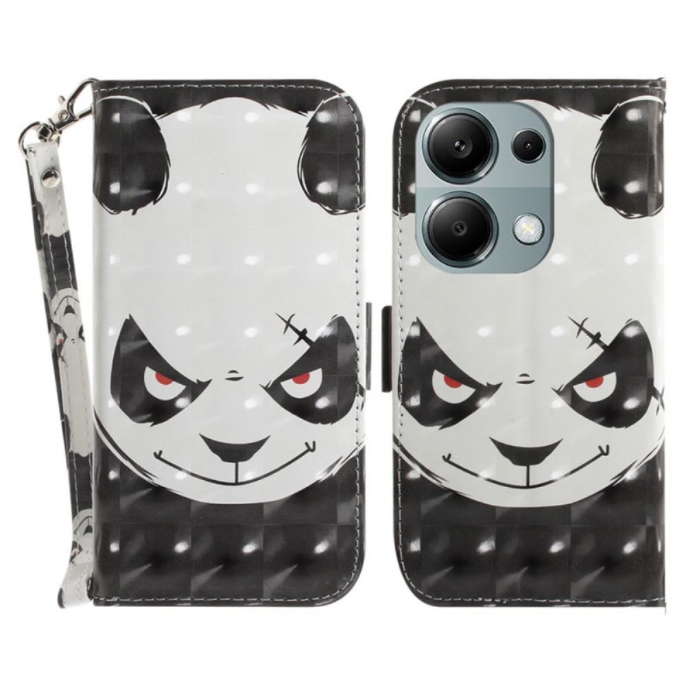 Lederhüllen Xiaomi Redmi Note 13 Pro 4g Wütender Panda Mit Riemen