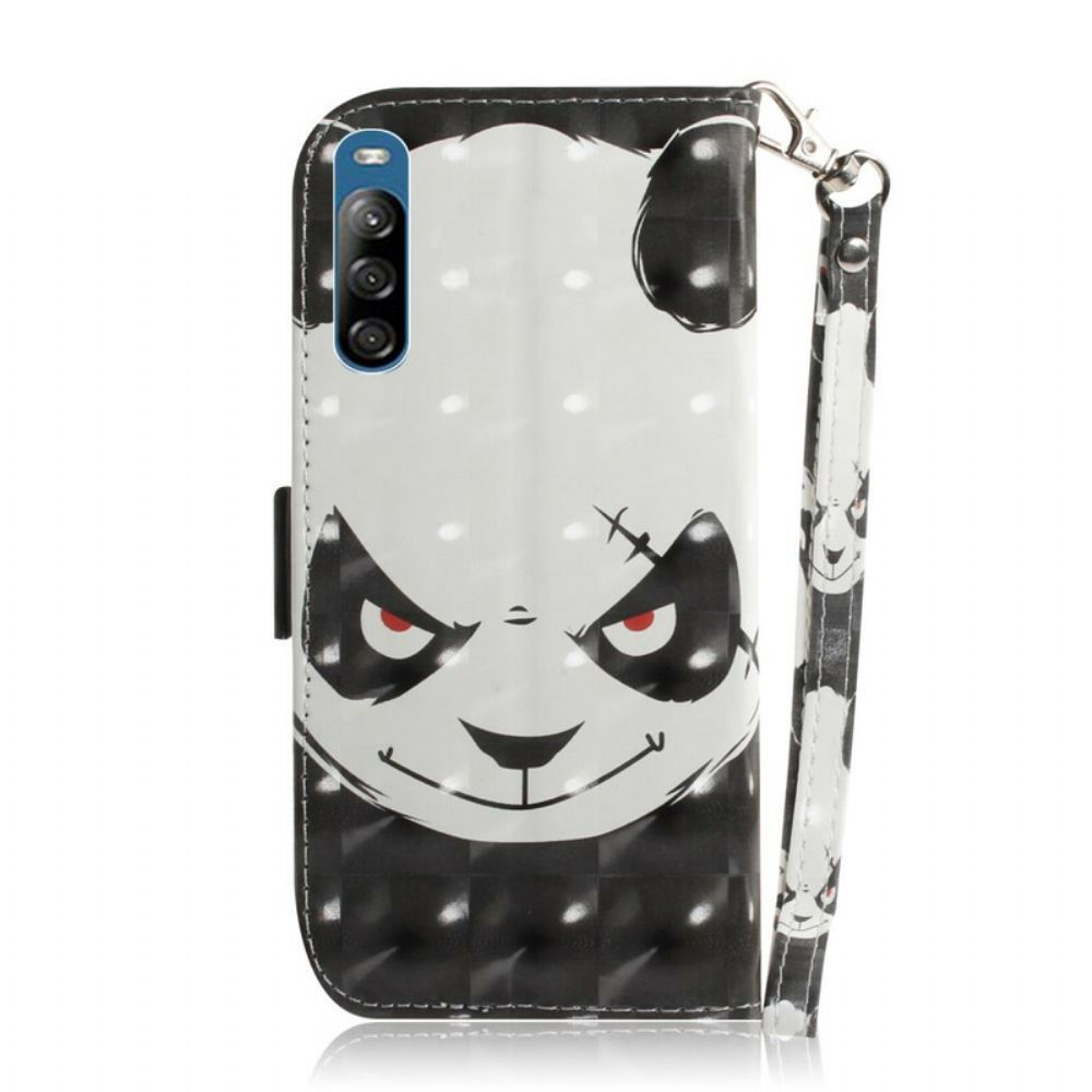 Flip Case Für Sony Xperia L4 Mit Kordel Wütender Panda Mit Riemen