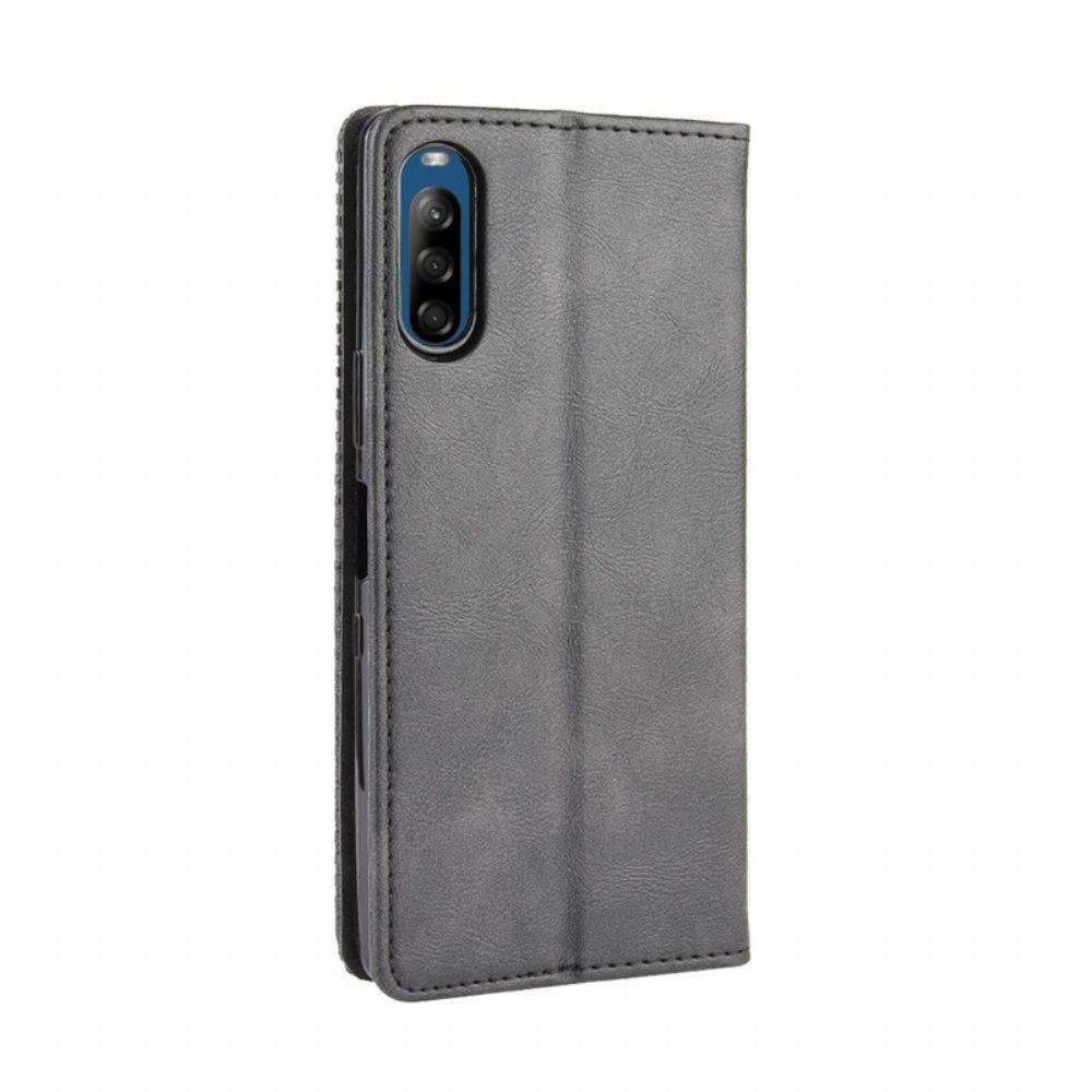 Schutzhülle Für Sony Xperia L4 Flip Case Stilisierter Vintage-ledereffekt