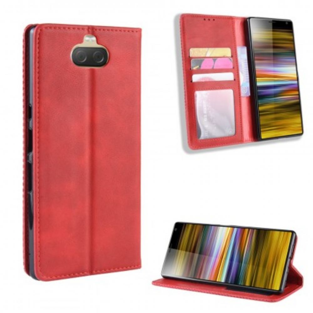 Schutzhülle Für Sony Xperia 10 Flip Case Uni Vintage Kunstleder