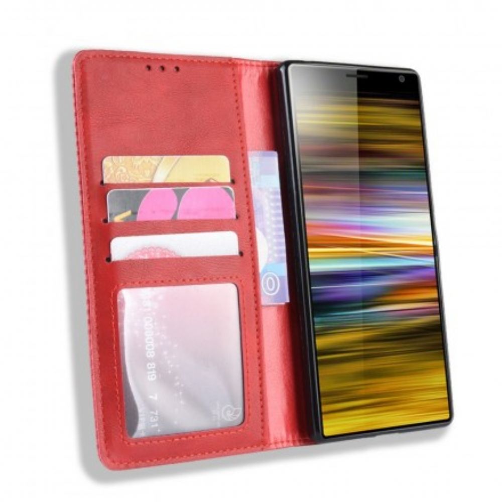 Schutzhülle Für Sony Xperia 10 Flip Case Uni Vintage Kunstleder