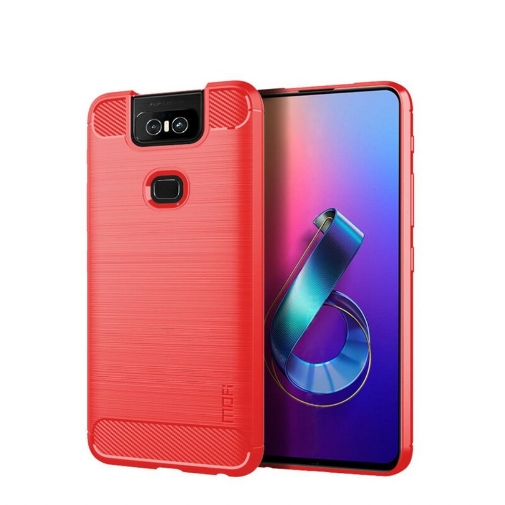 Hülle Für Asus ZenFone 6 Mofi Gebürstete Kohlefaser