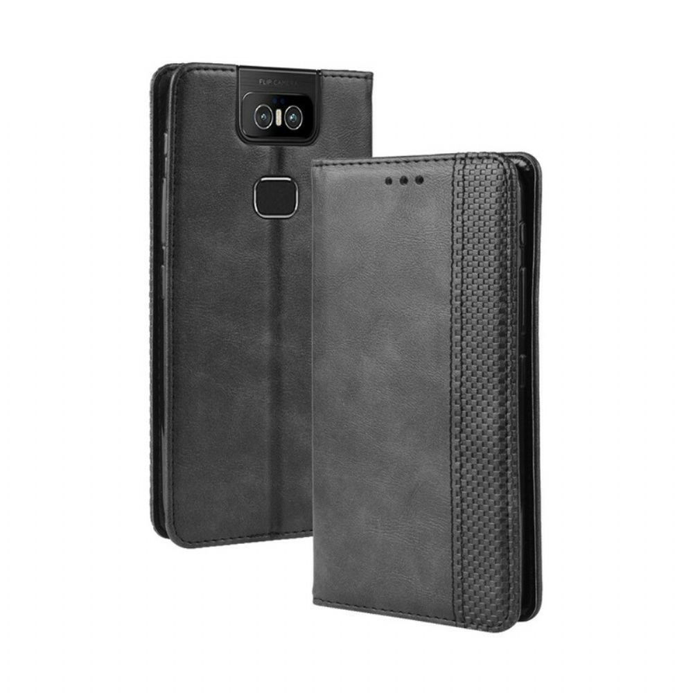 Schutzhülle Für Asus ZenFone 6 Flip Case Stilisierter Vintage-ledereffekt