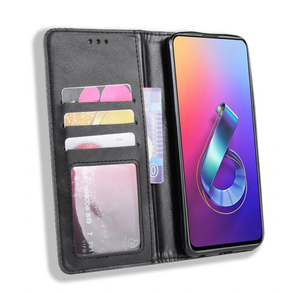 Schutzhülle Für Asus ZenFone 6 Flip Case Stilisierter Vintage-ledereffekt