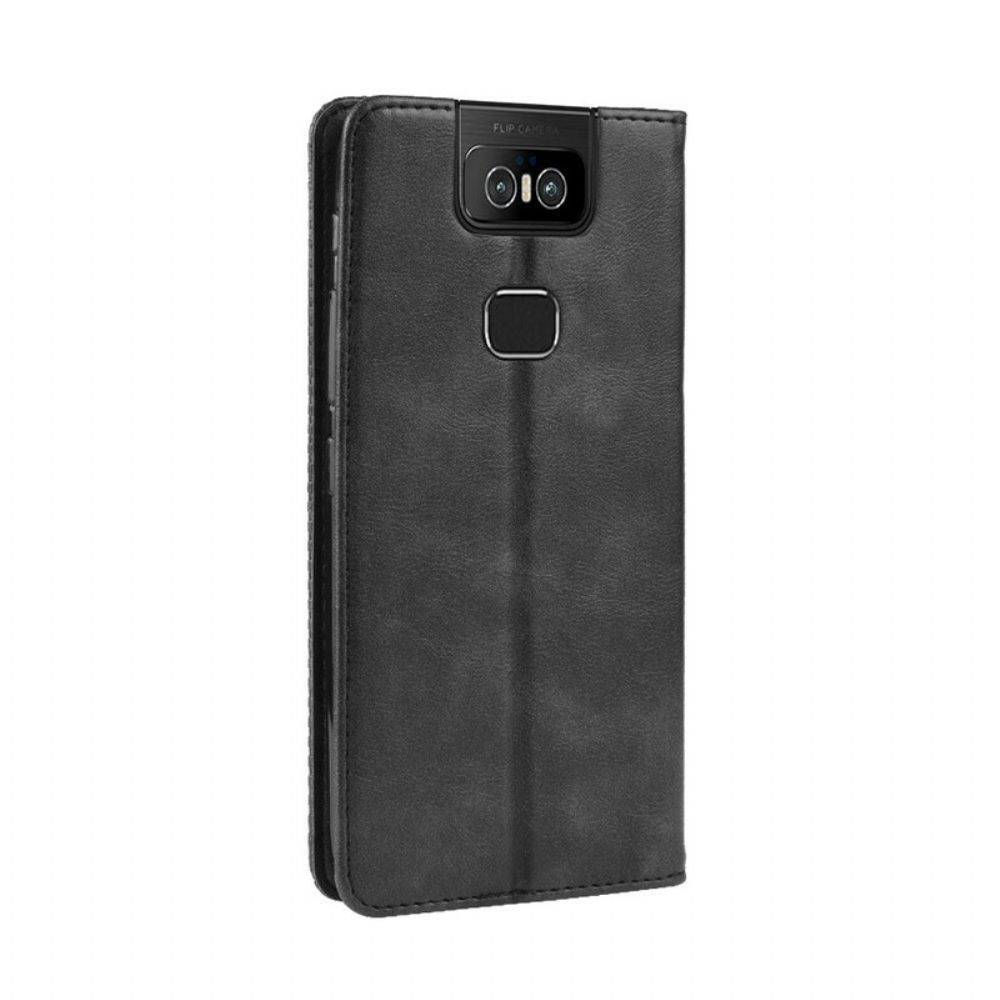 Schutzhülle Für Asus ZenFone 6 Flip Case Stilisierter Vintage-ledereffekt