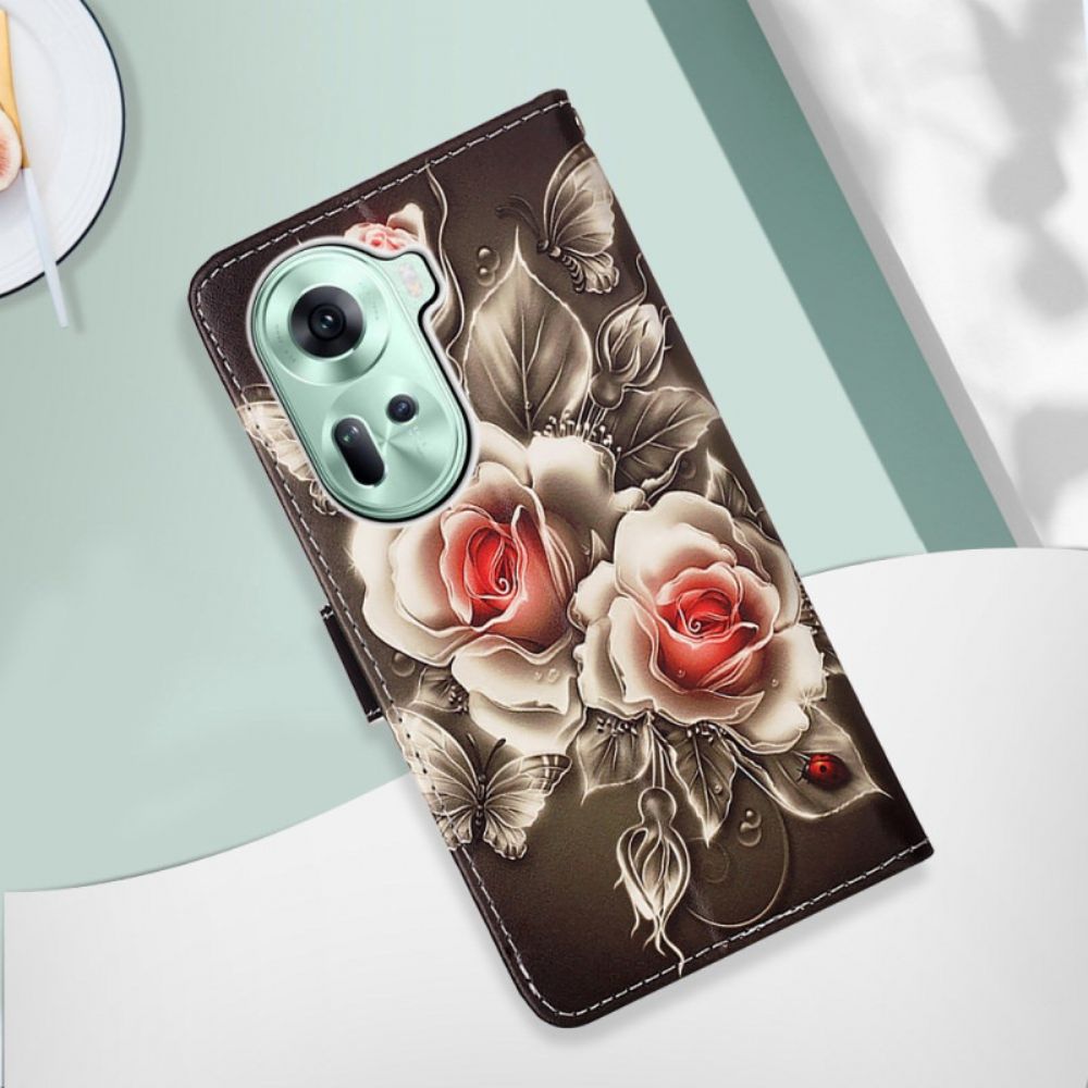 Lederhüllen Für Oppo Reno 11 5g Riemenrosen