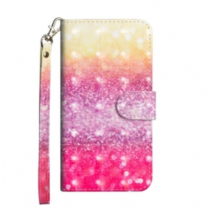 Flip Case Für Xiaomi Redmi Note 8 Pro Magentafarbener Glitzerverlauf