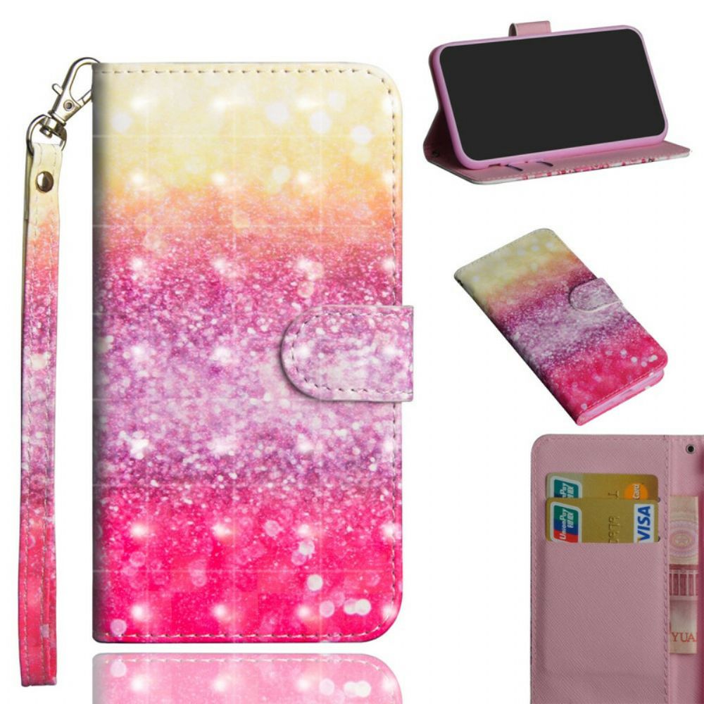 Flip Case Für Xiaomi Redmi Note 8 Pro Magentafarbener Glitzerverlauf