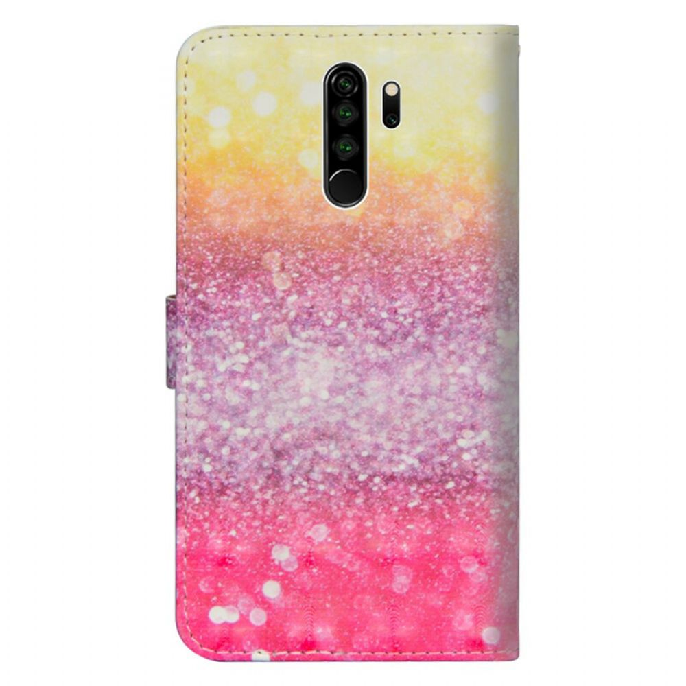 Flip Case Für Xiaomi Redmi Note 8 Pro Magentafarbener Glitzerverlauf