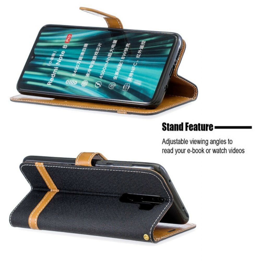 Flip Case Für Xiaomi Redmi Note 8 Pro Mit Kordel Armband In Stoff- Und Lederoptik