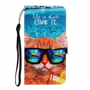 Flip Case Für Xiaomi Redmi Note 8 Pro Mit Kordel Katze Lebt Es Riemchen