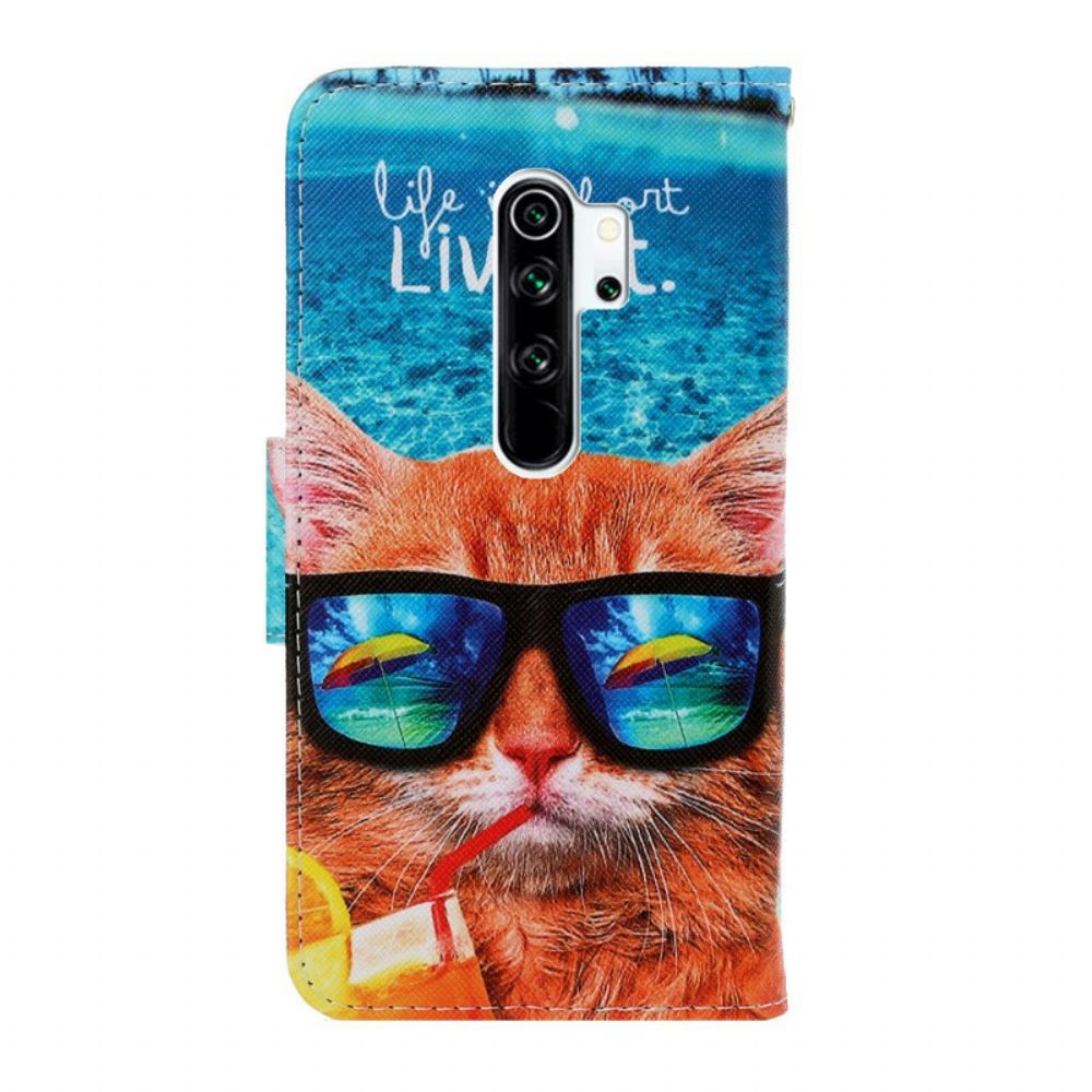 Flip Case Für Xiaomi Redmi Note 8 Pro Mit Kordel Katze Lebt Es Riemchen