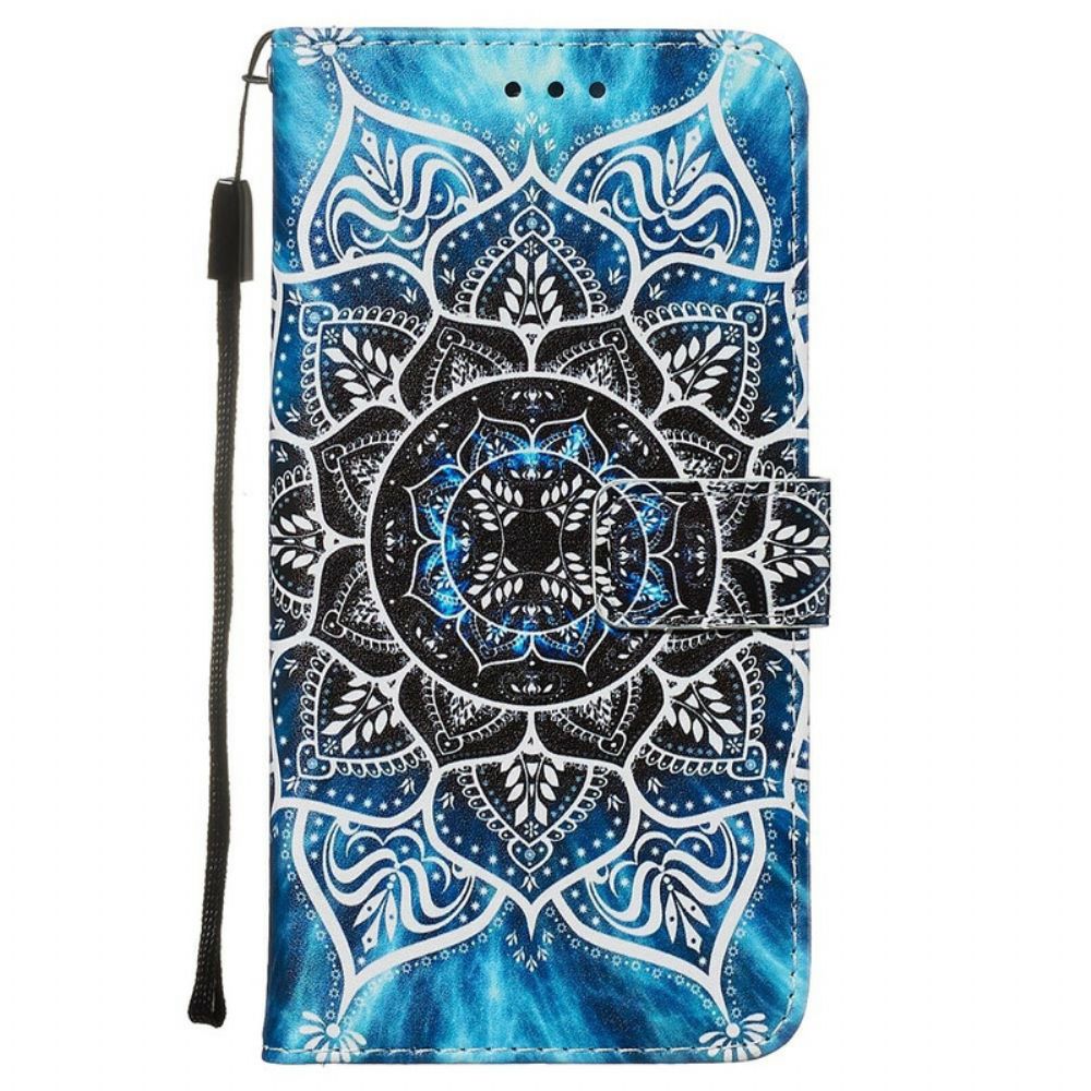 Flip Case Für Xiaomi Redmi Note 8 Pro Mit Kordel Schwarzes Riemchen-mandala