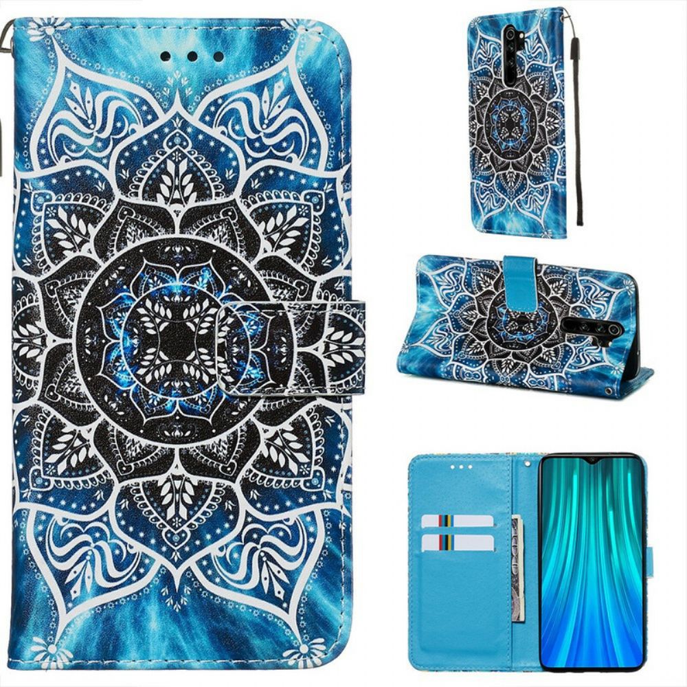 Flip Case Für Xiaomi Redmi Note 8 Pro Mit Kordel Schwarzes Riemchen-mandala