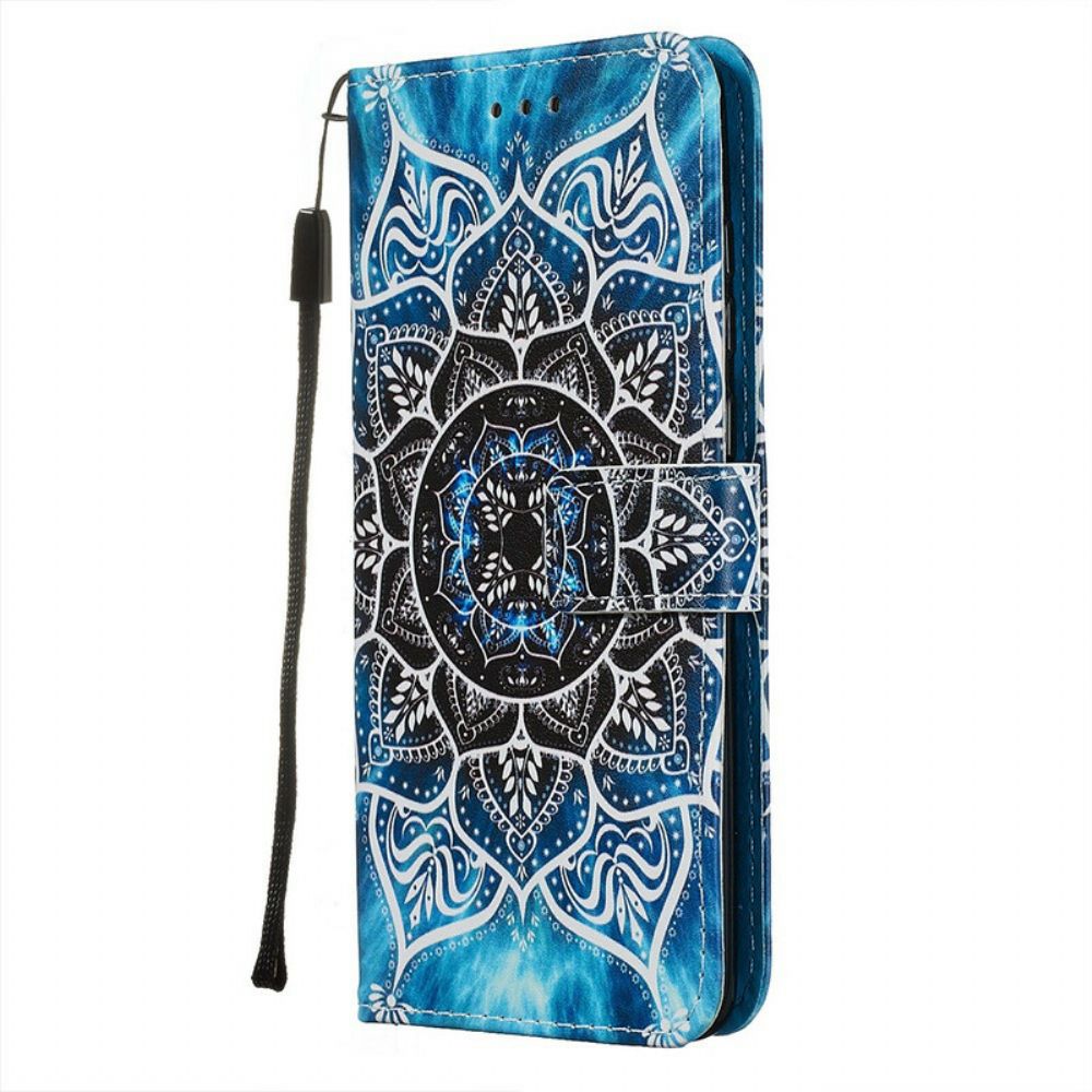 Flip Case Für Xiaomi Redmi Note 8 Pro Mit Kordel Schwarzes Riemchen-mandala