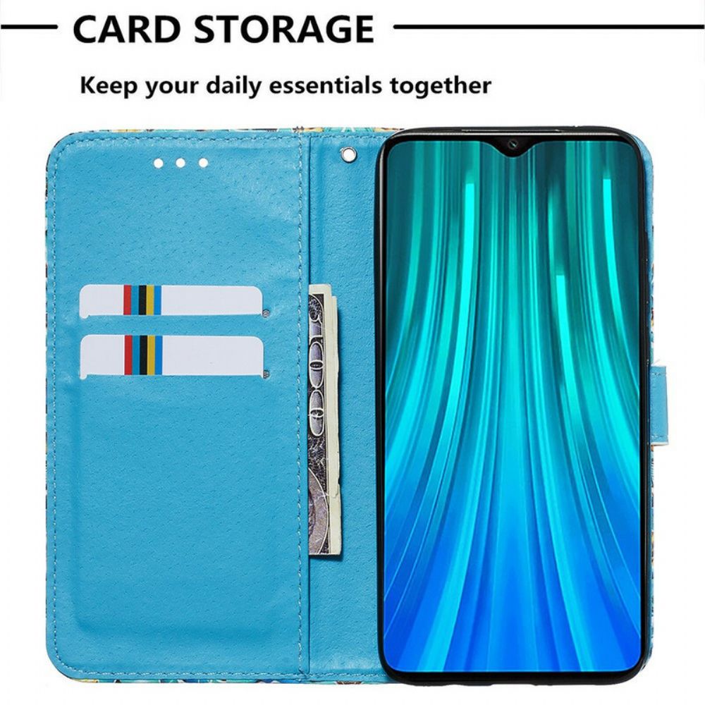 Flip Case Für Xiaomi Redmi Note 8 Pro Mit Kordel Schwarzes Riemchen-mandala