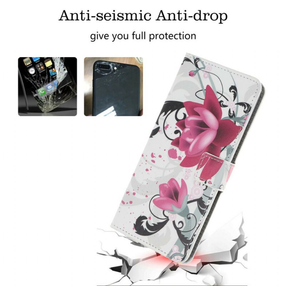 Flip Case Für Xiaomi Redmi Note 8 Pro Tropische Blumen