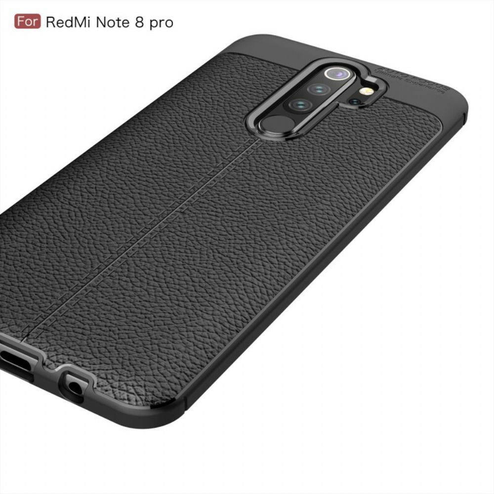 Hülle Für Xiaomi Redmi Note 8 Pro Doppellinie Litschi-leder-effekt