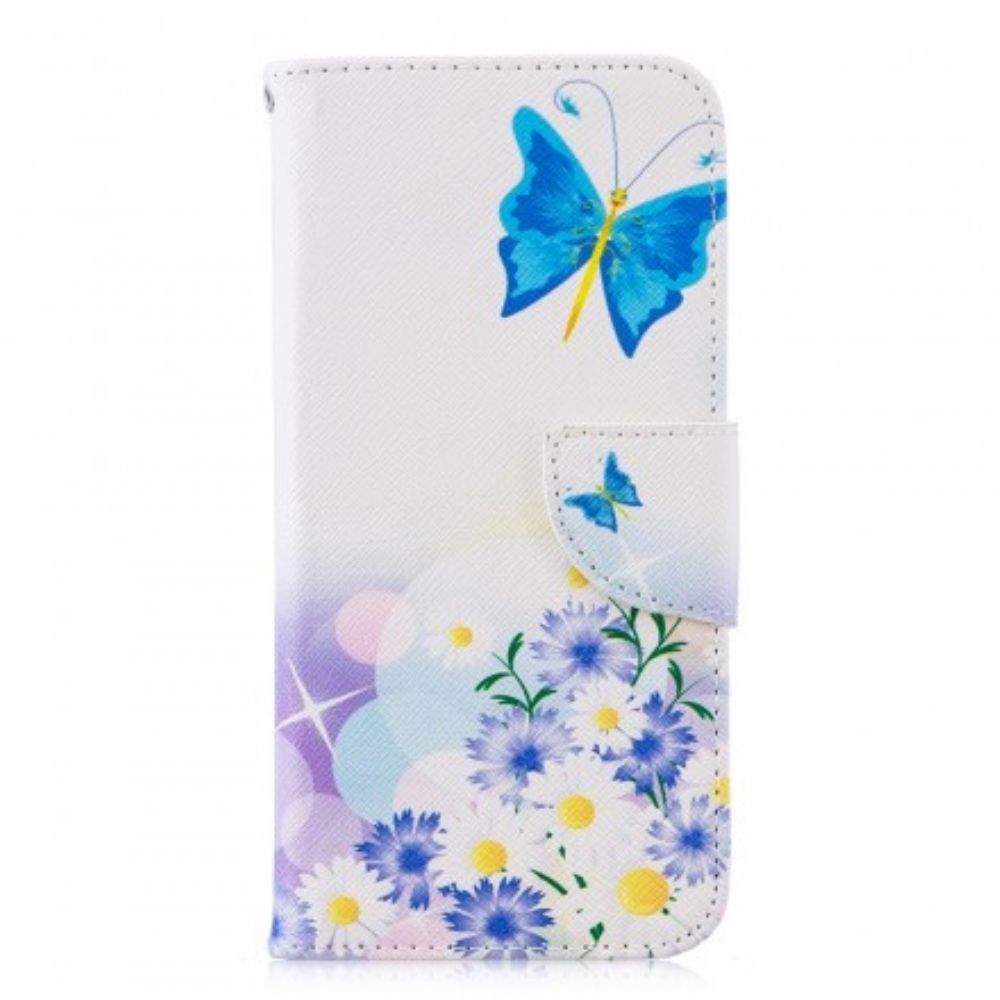 Flip Case Für Huawei P Smart 2024 / Honor 10 Lite Gemalte Schmetterlinge Und Blumen