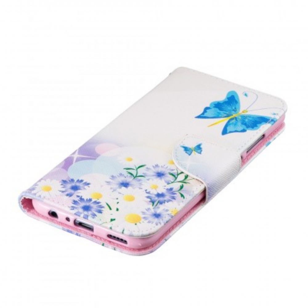 Flip Case Für Huawei P Smart 2024 / Honor 10 Lite Gemalte Schmetterlinge Und Blumen