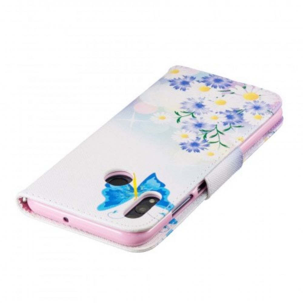 Flip Case Für Huawei P Smart 2024 / Honor 10 Lite Gemalte Schmetterlinge Und Blumen