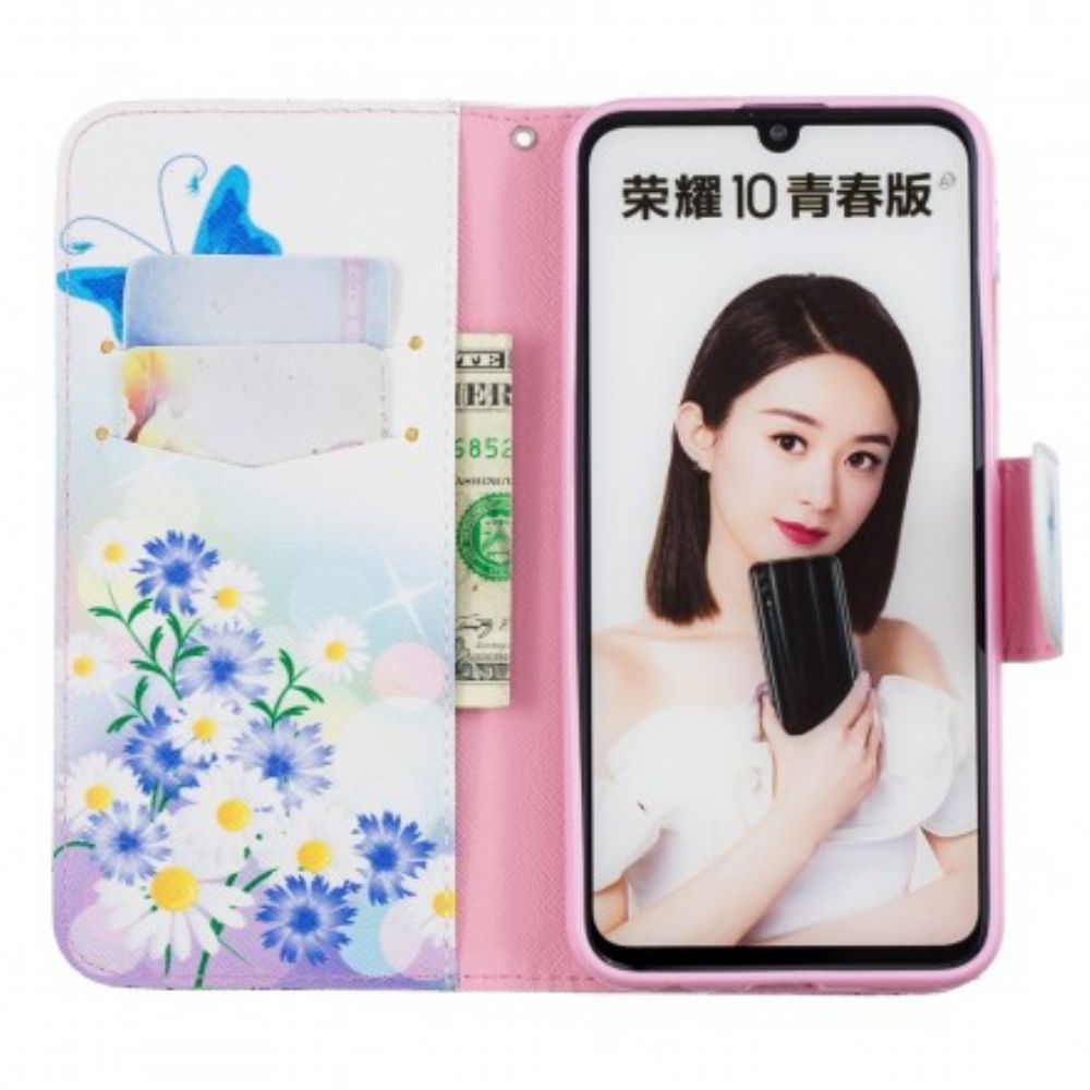 Flip Case Für Huawei P Smart 2024 / Honor 10 Lite Gemalte Schmetterlinge Und Blumen