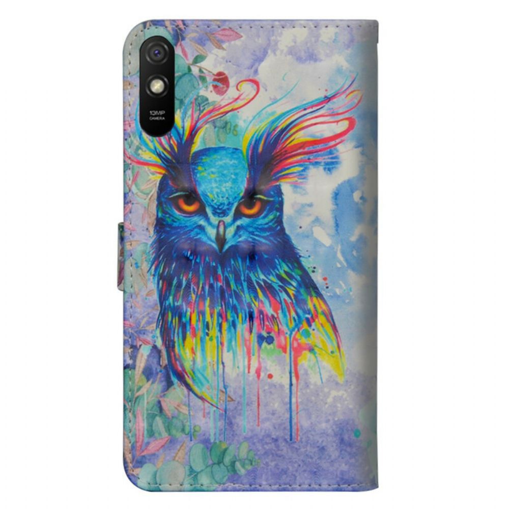 Flip Case Für Xiaomi Redmi 9A Aquarell Vogel