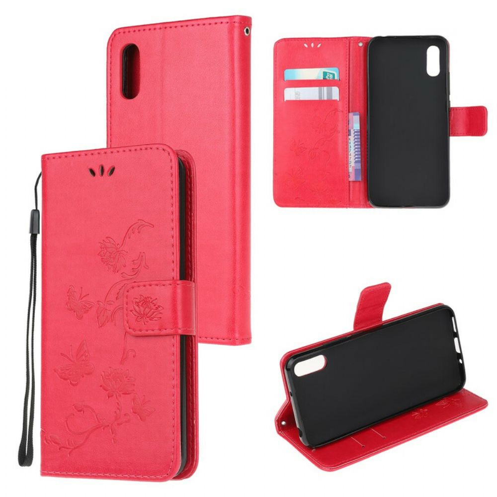 Flip Case Für Xiaomi Redmi 9A Asiatische Schmetterlinge Und Blumen