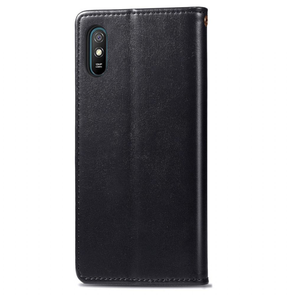 Flip Case Für Xiaomi Redmi 9A Kunstleder Und Vintage-verschluss