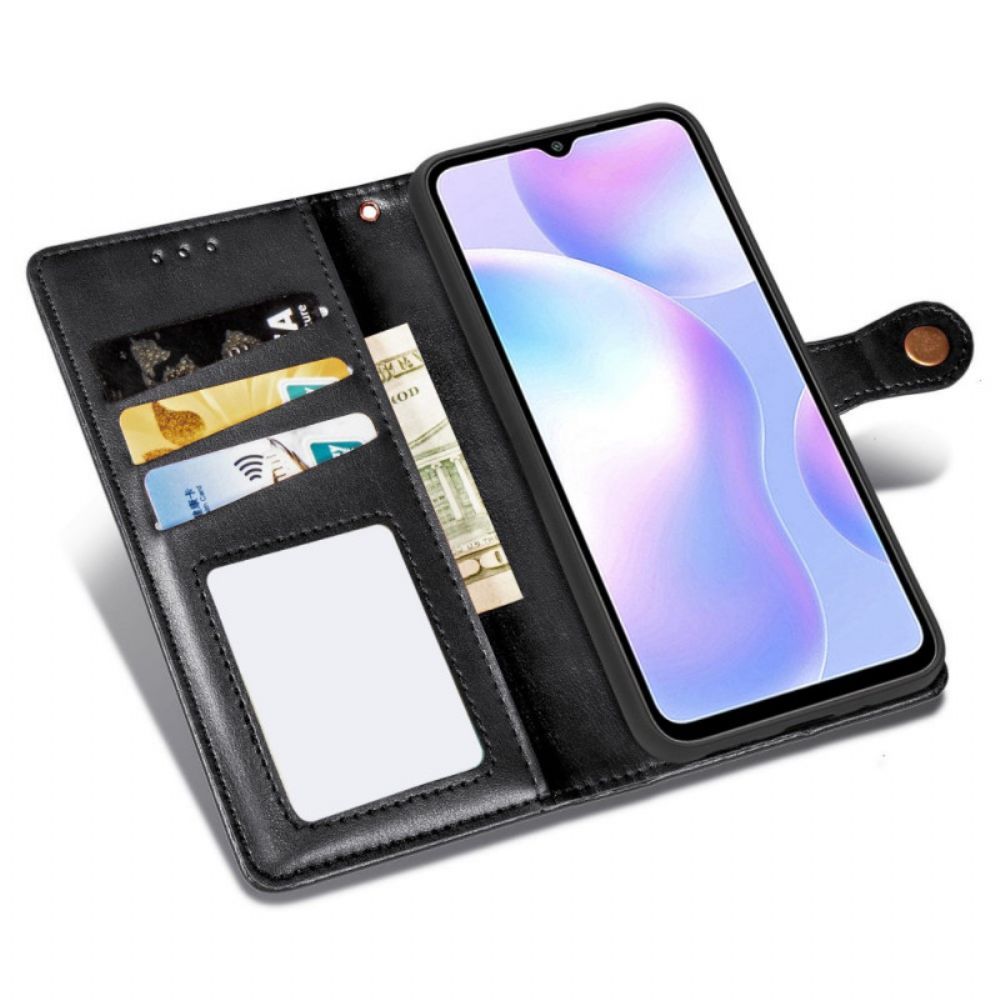 Flip Case Für Xiaomi Redmi 9A Kunstleder Und Vintage-verschluss