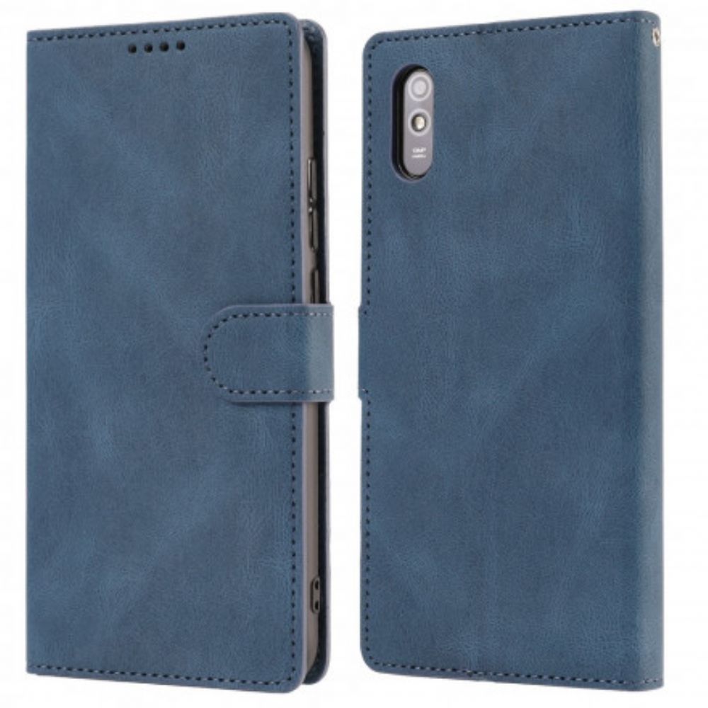 Flip Case Für Xiaomi Redmi 9A Matte Oberfläche Ledereffekt