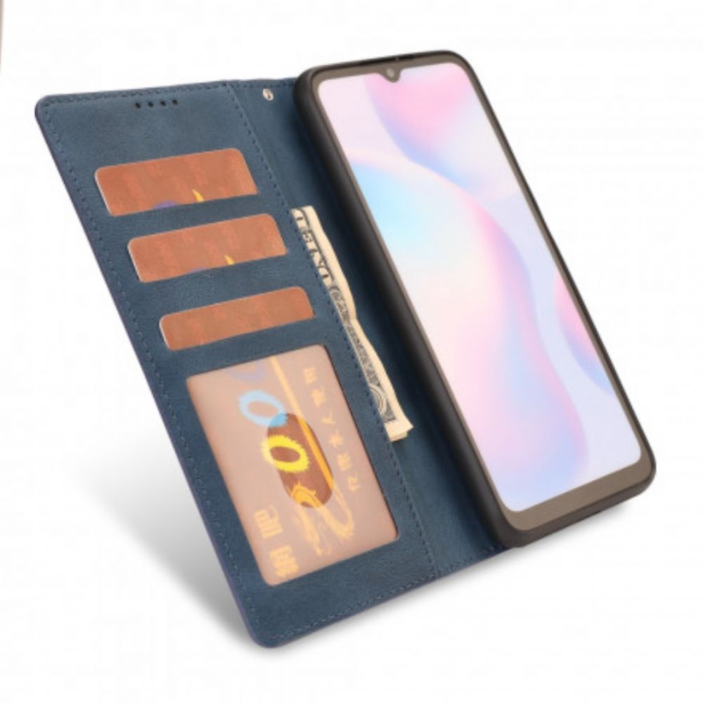 Flip Case Für Xiaomi Redmi 9A Matte Oberfläche Ledereffekt